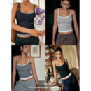 Bettychow 桑蚕丝胸垫一体真丝吊带背心假2件黑白蓝灰 升级版