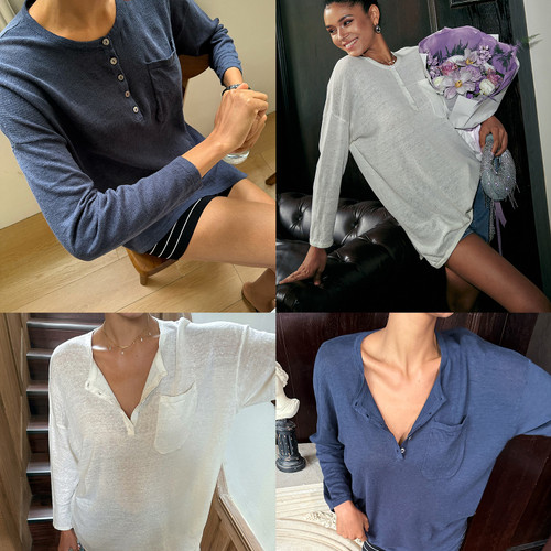 100%汉麻前后两穿轻薄针织衫3色