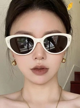 白色猫眼太阳镜网红墨镜