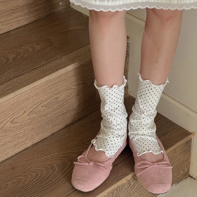 ioulor显瘦女棉质波点踩脚袜套