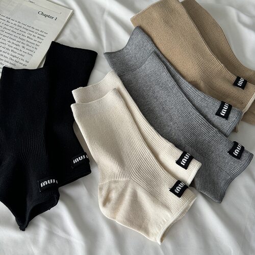 个性透气夏季女miu系布标短袜套