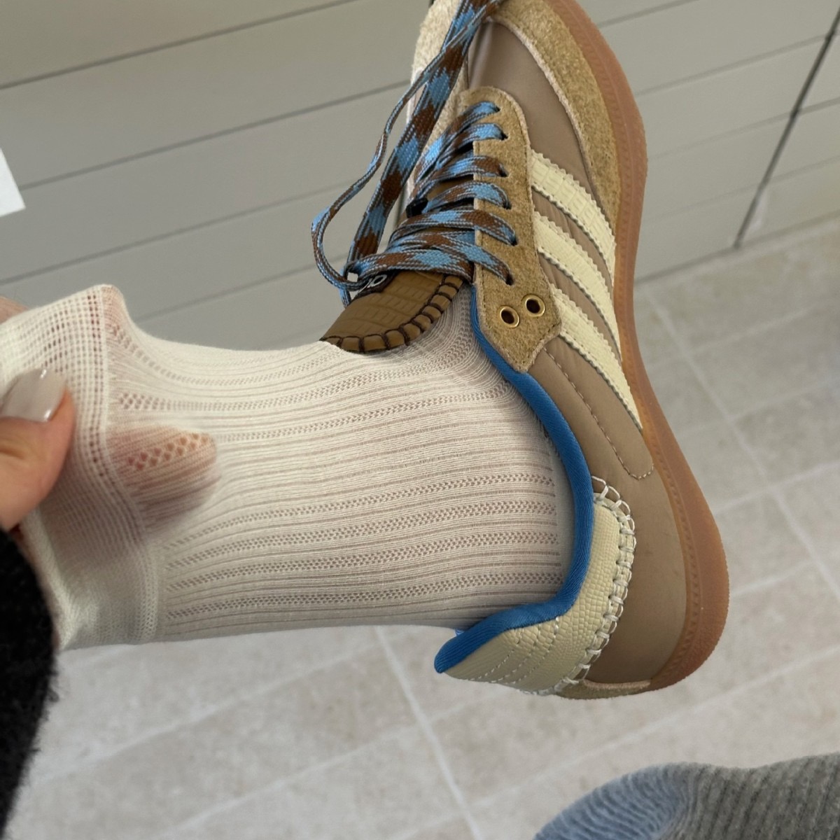 南业透气女棉质镂空网眼堆堆袜