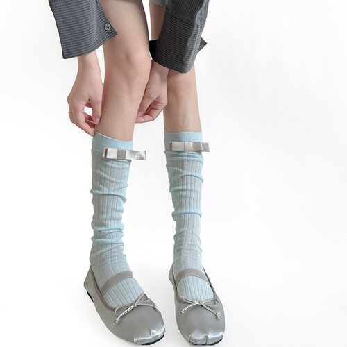 小腿显瘦棉质蝴蝶结芭蕾风堆堆袜