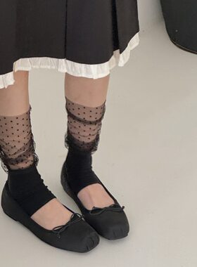 ioulor透气女波点网纱踩脚袜套