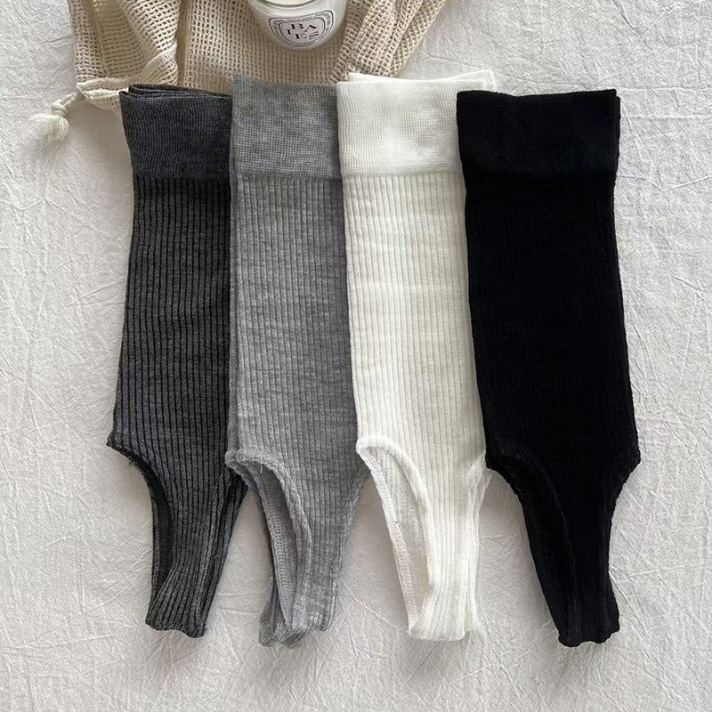 透气女竖条纹踩脚Miu系半截袜套