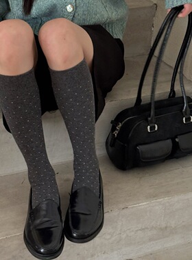 IOULOR复古miu系波点显瘦小腿袜学院风百搭ins风韩版袜子女长筒袜