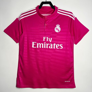 复刻版2014-15赛季皇马客场粉色复古老款球衣C罗本泽马贝尔足球服