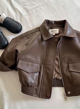 女童外套春秋款2025新款春装儿童洋气皮衣机车宝宝皮夹克时髦上衣