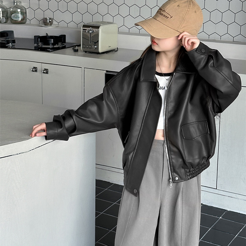 女童外套春秋款2025洋气夹克女大童上衣潮儿童秋装皮衣欧美风加绒