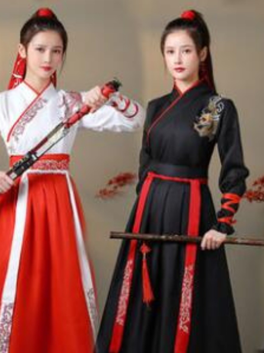 改良古装汉服女中国风仙气武侠服古风交领男学生班服侠客女毕业照