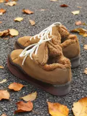 Winter Loafers for Men, Fleece-Lined, Large Tongue, Niche Sneakers, Warm Camel-Colored Soft-Soled Fur Shoes, Thick-Soled Snow Cotton Shoes