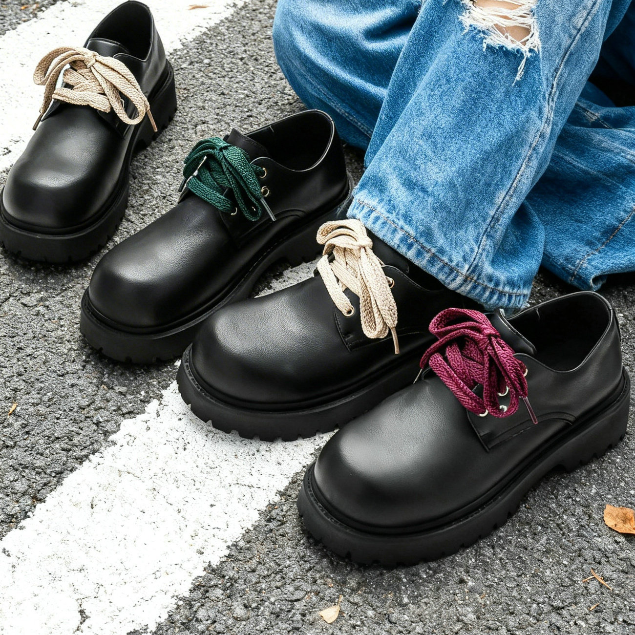 皮鞋男士德比鞋增高2026新款大头痞帅厚底透气高级休闲黑色牛津鞋