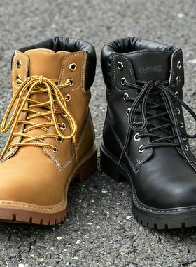 大黄靴男鞋经典踢不烂工装靴黄色轻便软底复古美式高帮机车马丁靴