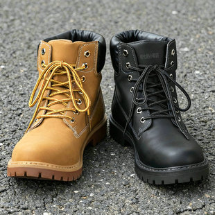 大黄靴男鞋 踢不烂工装 靴黄色轻便软底复古美式 高帮机车马丁靴 经典
