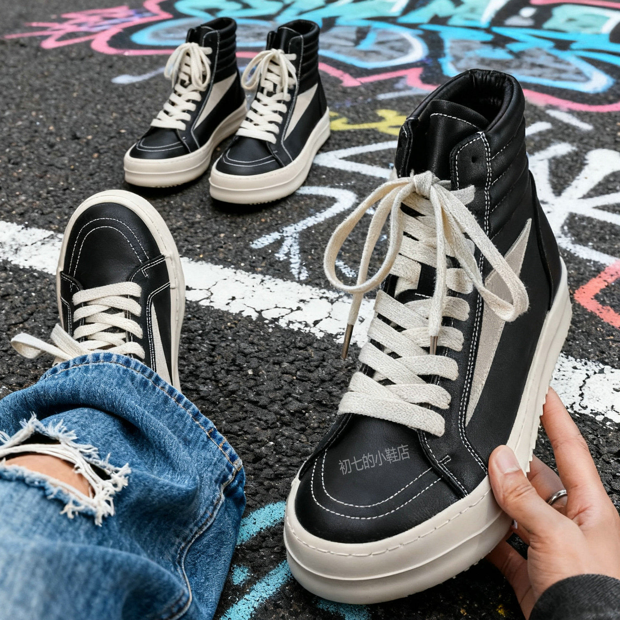 高帮鞋男鞋子休闲痞帅厚底短靴欧美马丁靴小众德比鞋中帮板鞋美式