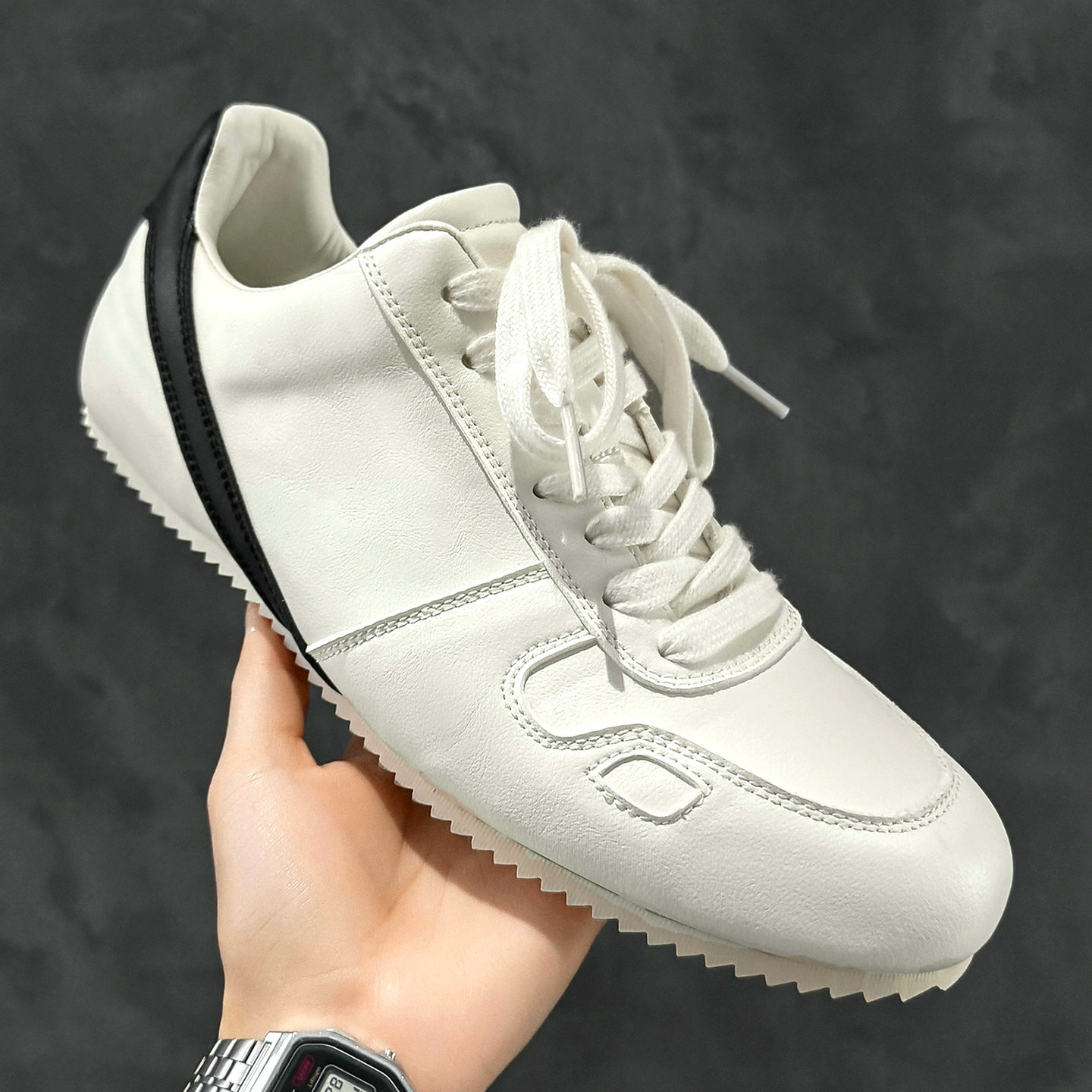 男士德训鞋白色板鞋软底皮面小白鞋平底休闲鞋薄底轻便软面赛车鞋