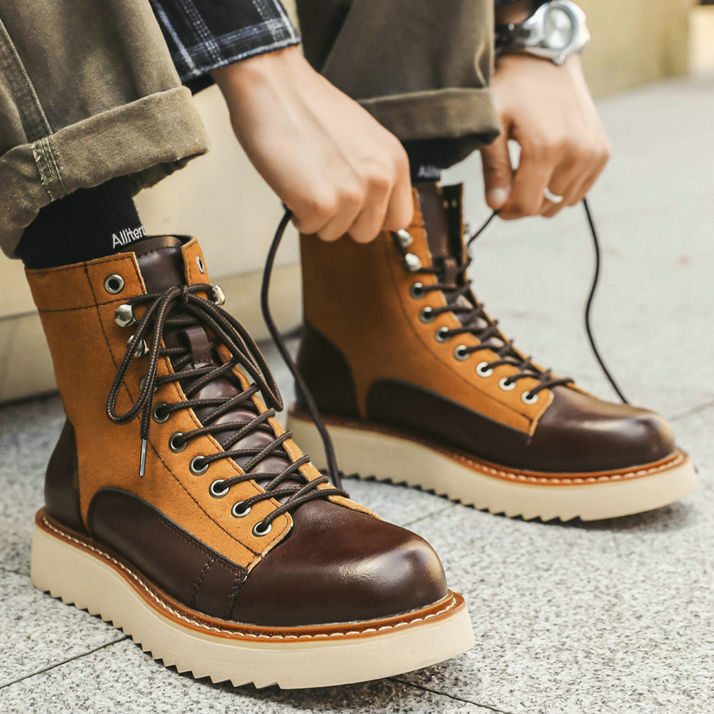 真皮拼接~小众复古英伦风~马丁靴