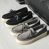 男鞋 磨砂美式 新款 豆豆鞋 一脚蹬懒人鞋 轻便浅口帆船板鞋 厚底乐福鞋