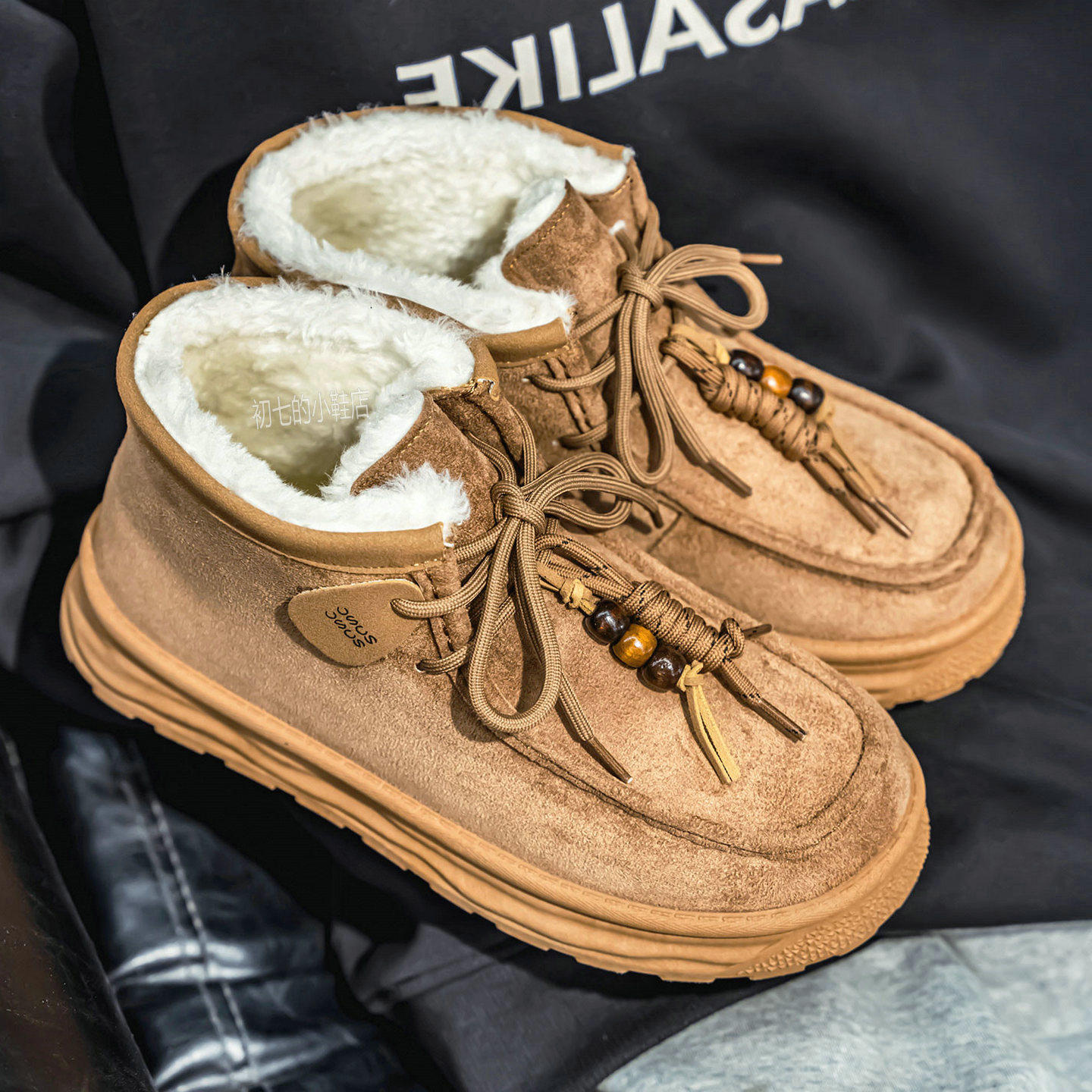 雪地靴男靴子冬季马丁靴加绒棉鞋短筒棉靴厚底棉靴日系袋鼠鞋小众