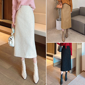 秋冬亮片半身裙2026新款 高腰小香风直筒裙显瘦通勤a字裙百搭长裙