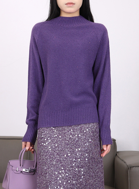 亮片纱羊毛衫2026年冬季新款显瘦半高领上衣洋气针织打底衫 21716