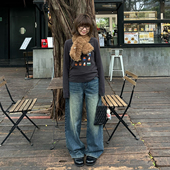 长裤 Our2 时尚 直筒百搭设计感竹节牛仔裤 复古竹节牛仔 2025新款