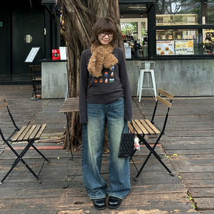 新款 春季 时尚 直筒百搭设计感竹节牛仔裤 Our2 长裤 复古竹节牛仔