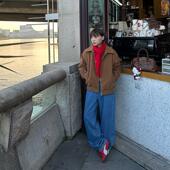 新款 our2美式 复古麂皮绒短外套2024秋季 女休闲翻领拉链飞行夹克