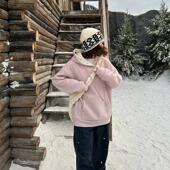 韩版 Our2慵懒连帽休闲加绒卫衣冬季 2024新款 口袋设计感宽松上衣