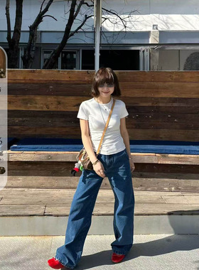 Our2【复古丹宁牛仔】2026时尚百搭蓝色显瘦休闲百搭水洗牛仔裤女