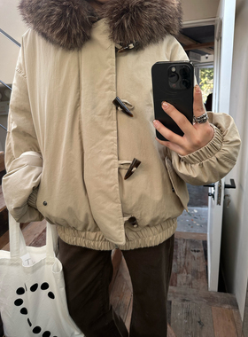 Our2【牛角扣派克】新款冬季休闲时尚保暖百搭毛领羽绒服外套上衣