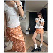 高腰显瘦包臀裙中长款 Our2设计感碎花半身裙女夏季 新款 A字裙子潮