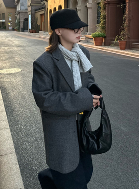 Our2【漂亮姐姐西装】2025秋冬羊毛设计款百搭韩版西装外套大衣女