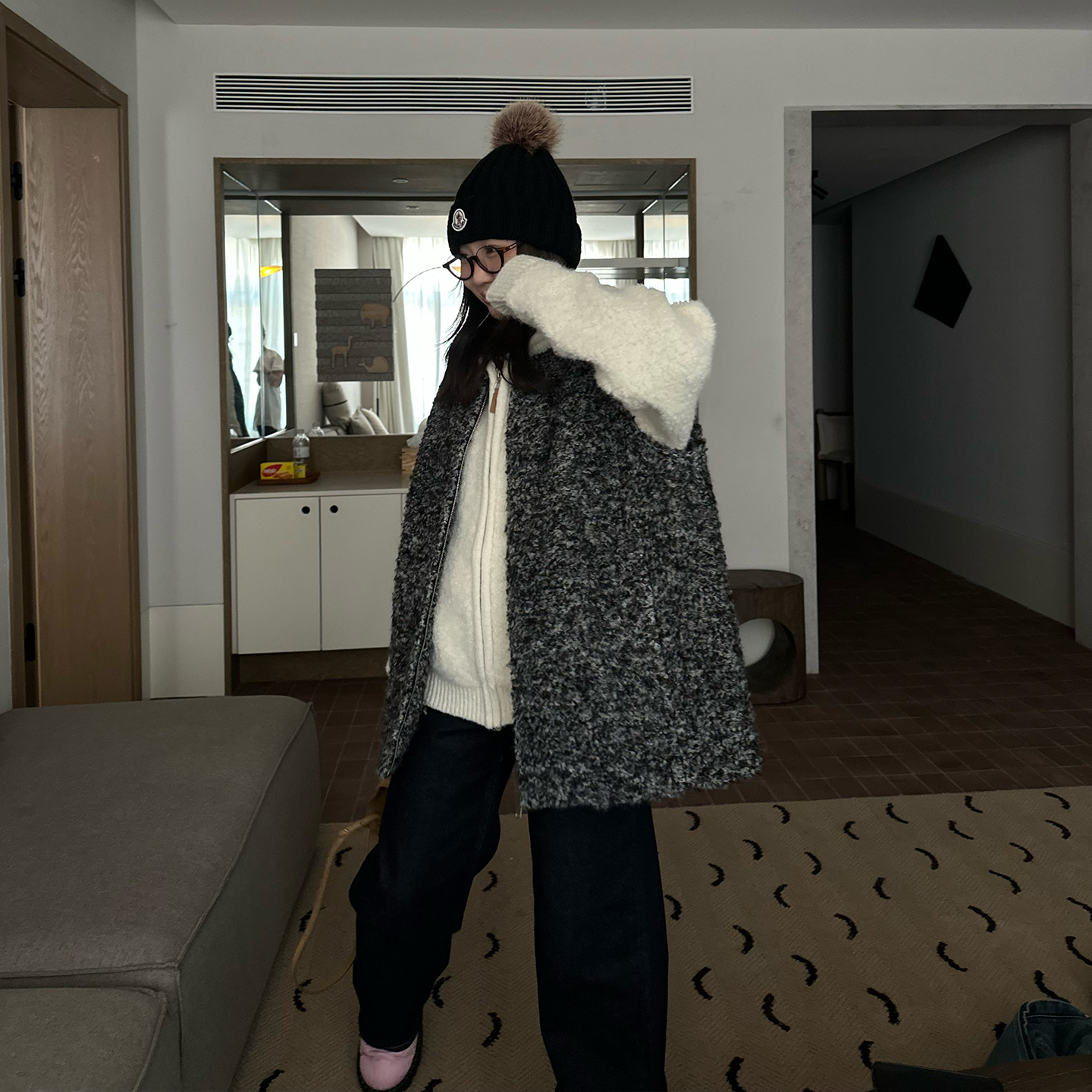 Our2【点彩羊毛马甲】2025新款秋冬季夹棉百搭设计款毛呢马甲背心