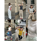 Our2正肩t恤女纯色美式 显瘦上衣圆领体恤 2025修身 紧身短袖 夏季