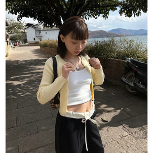 百搭修身 Our2时尚 显瘦上衣 2024新款 小外套女春季 毛针织开衫 短款