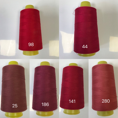 402绦纶缝纫线家用工业缝衣服手缝线缝纫机线红色系列