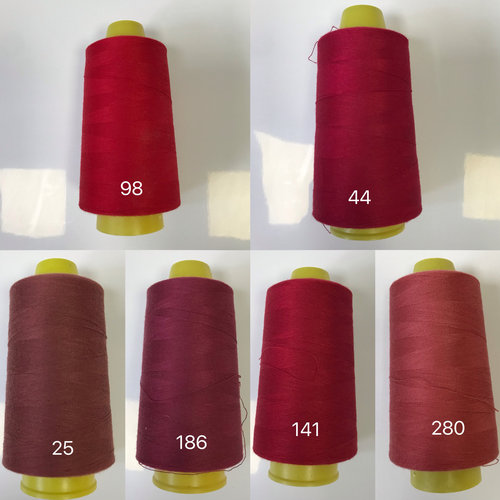 402绦纶缝纫线家用工业缝衣服手缝线缝纫机线红色系列