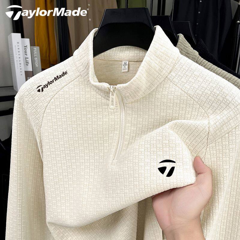 TaylorMade泰勒梅高尔夫男士卫衣户外休闲立领半拉链运动长袖T恤