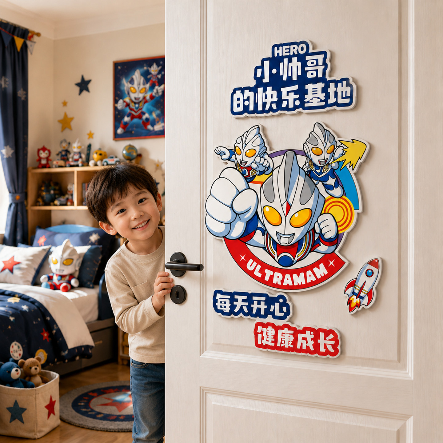 男孩房间装饰儿童卧室门贴画图片