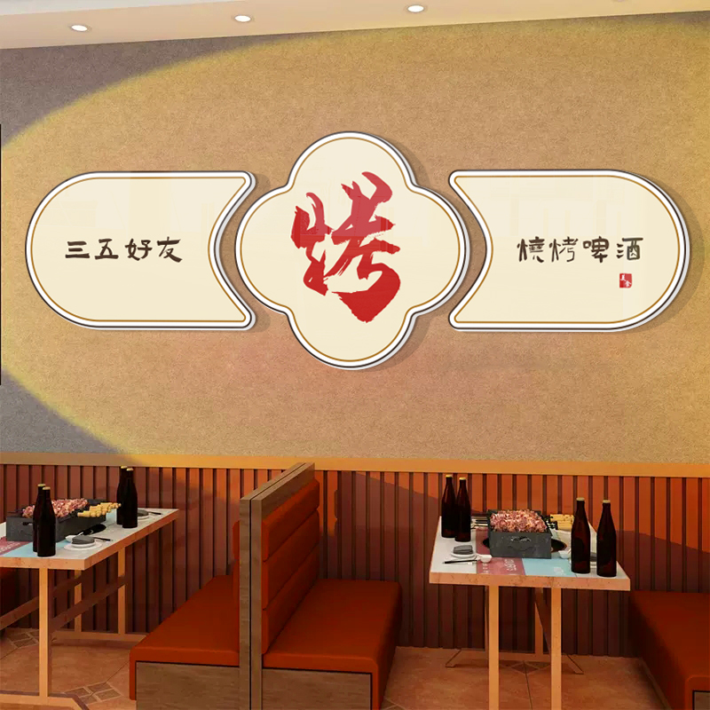 工业风串串烤肉鱼创意墙面装饰画墙贴烧烤店小吃餐饮布置挂画壁纸图片