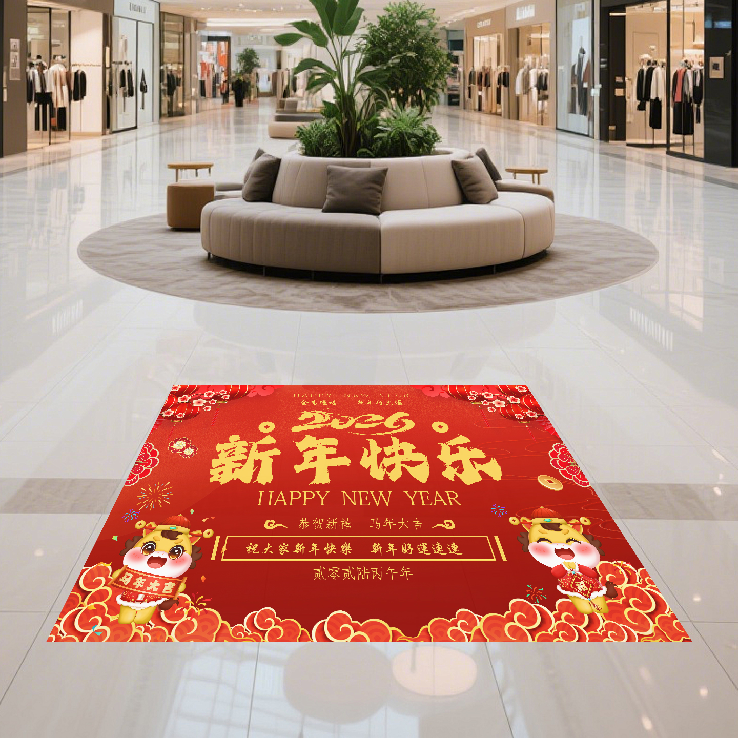 新年装饰品喜庆地面贴纸2026马年