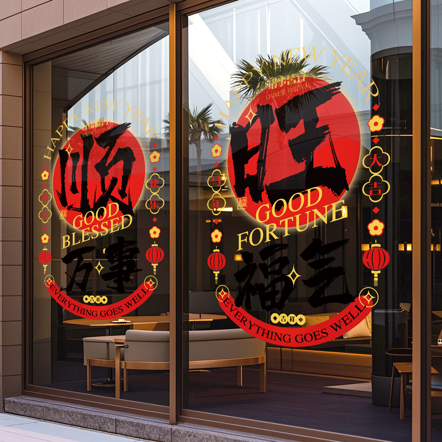 2026马年玻璃贴纸新年装饰贴画