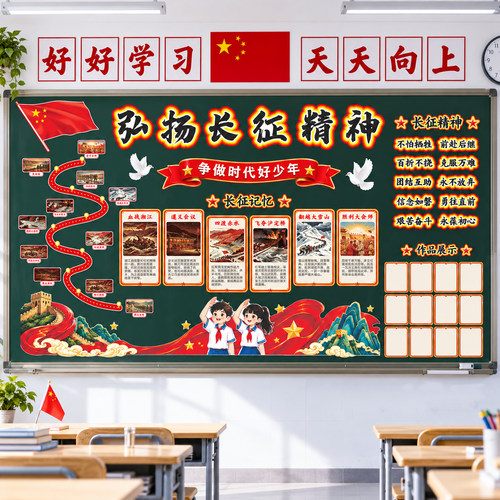 幼儿园环创长征精神爱国教育墙贴