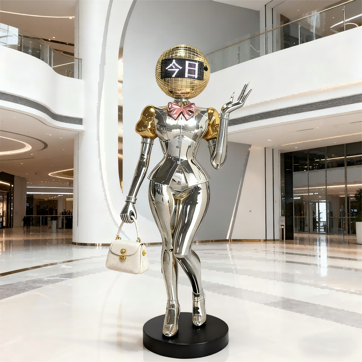 3D女神雕塑摆件酒吧KTV大堂商超门口装饰品太空动漫机器人显示屏