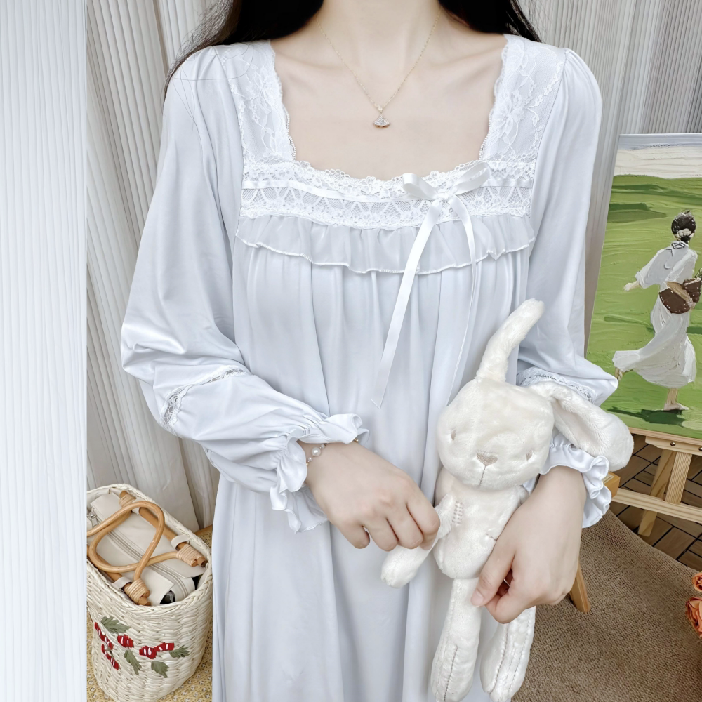 法式纯棉仙女睡裙春秋甜美可爱公主风家居服纯欲宫廷风睡衣高级感