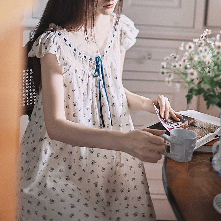 公主纯棉睡裙女韩系甜美碎花少女无袖夏季2025新款夏季睡衣女