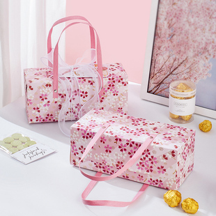 春天伴手礼包装盒烘焙曲奇饼干糖果盒面包手提盒节日雪花酥盒