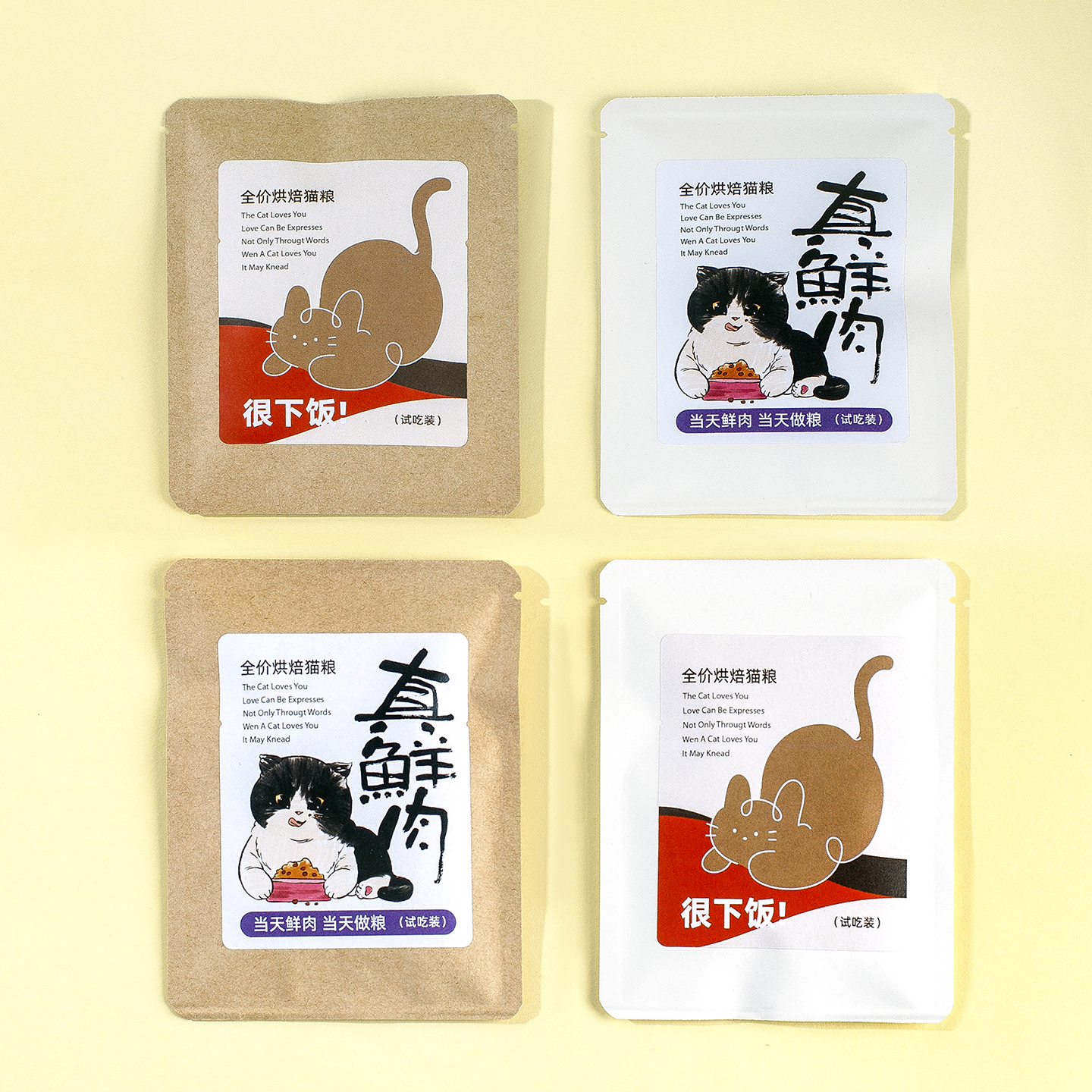 牛皮纸袋猫粮包装袋贴纸定制