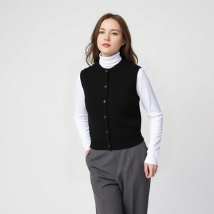 无袖 官网599女装 2025秋冬新款 毛衣 马甲479673 圆领针织短背心开衫